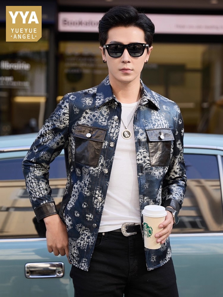 Street Fashion Jacket Men - Luxo nova moda floral impresso festa