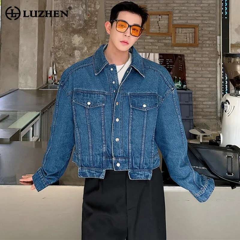 Street Fashion Jacket Men - Luzhen personalidade denim jaqueta curta masculina