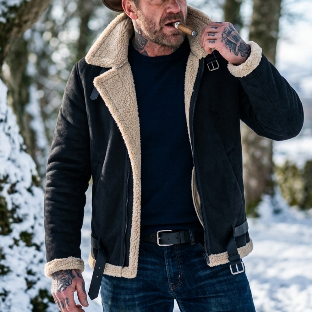 Street Fashion Jacket Men - Jaqueta Masculina de Inverno em Suede