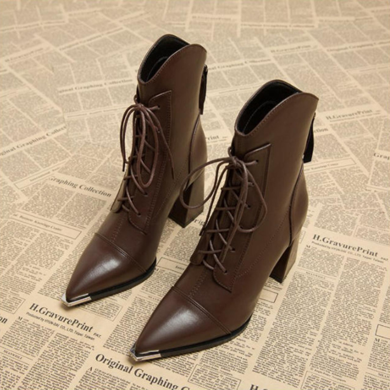 Street Fashion Luxury - Botas de tornozelo feminino moda dedo