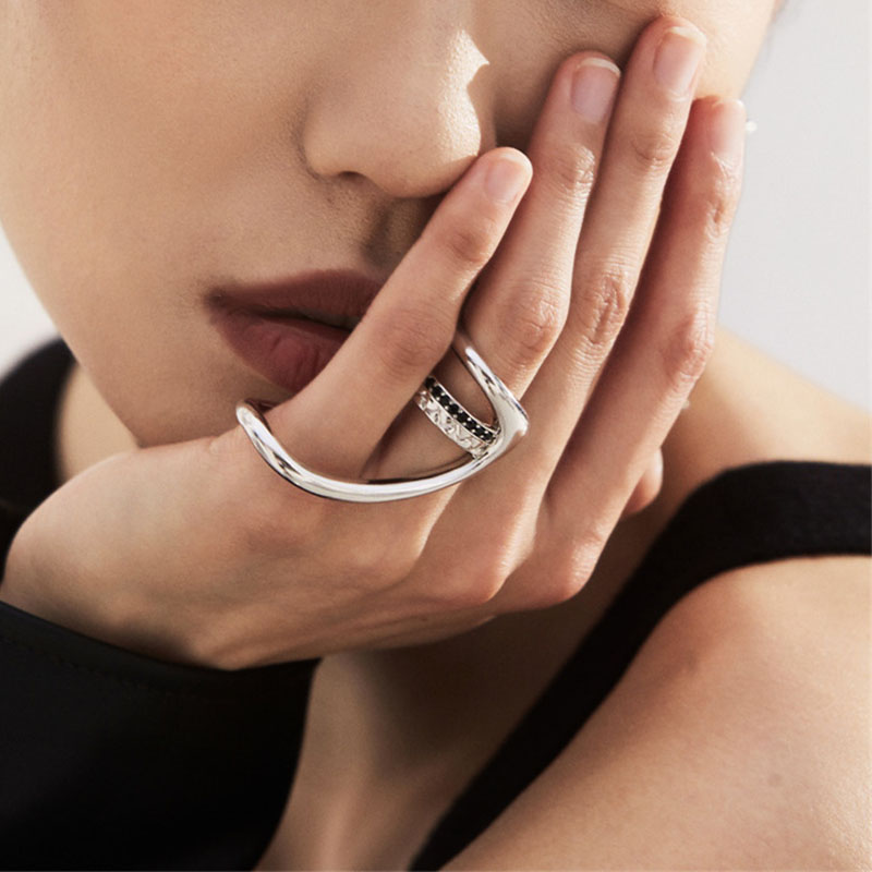 VENTFILLE-925 Anel de Dupla Ca - Street Fashion Rings avaliação e preço