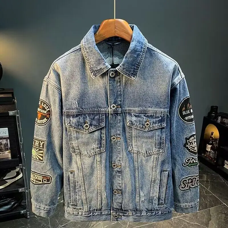 Homens high street bordado rem - Street Fashion Jacket Men avaliação e preço