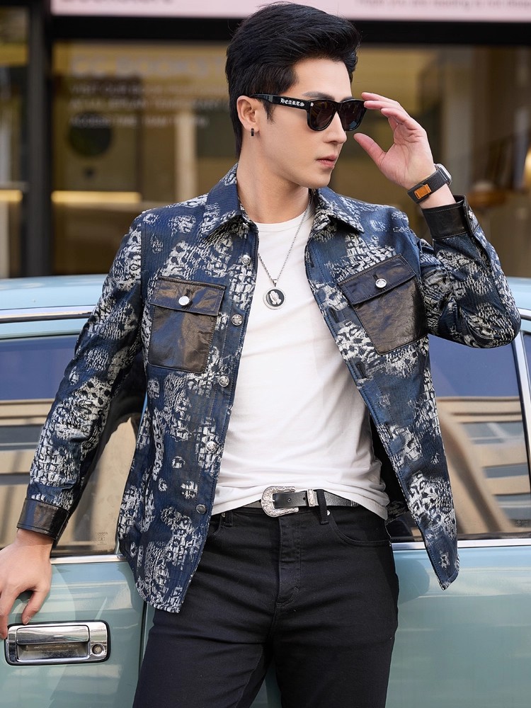 Luxo nova moda floral impresso - Street Fashion Jacket Men avaliação e preço