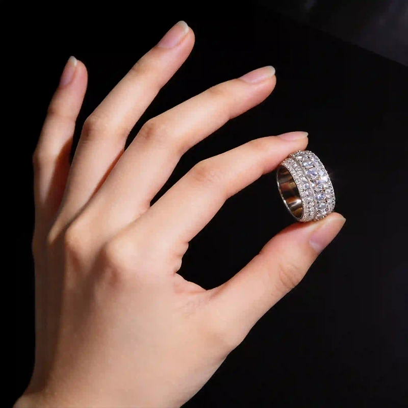 Tuhe unissex iced out moissani - Street Fashion Rings avaliação e preço
