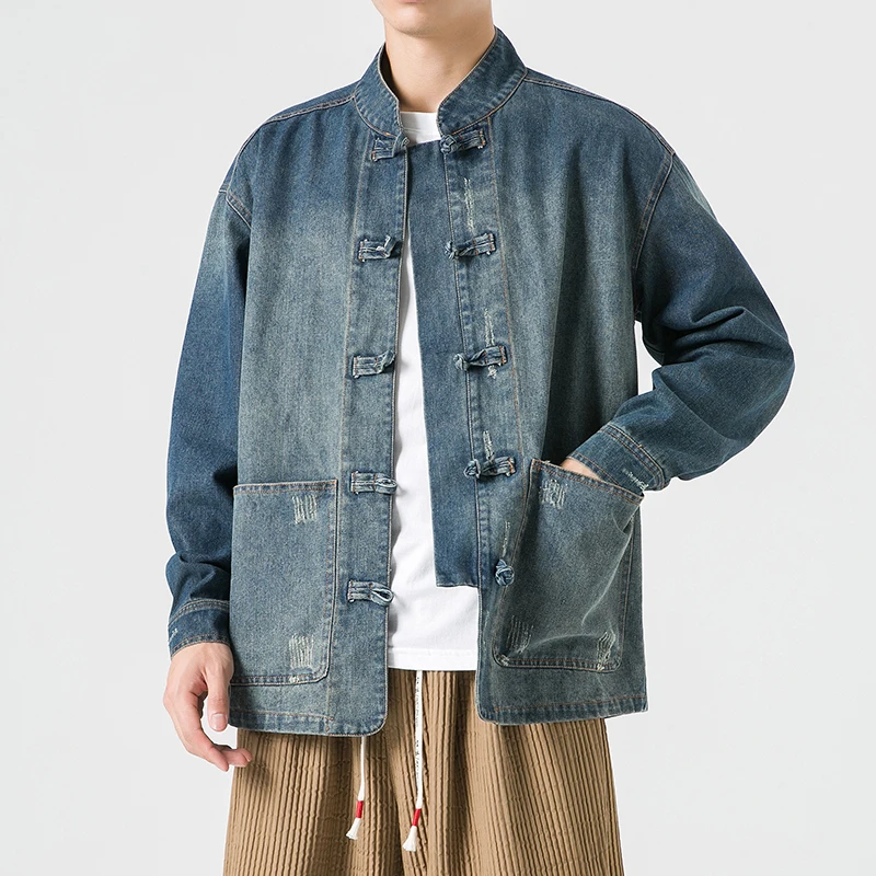 Jaqueta Jeans Estilo Chinês Ma - Street Fashion Jacket Men avaliação e preço