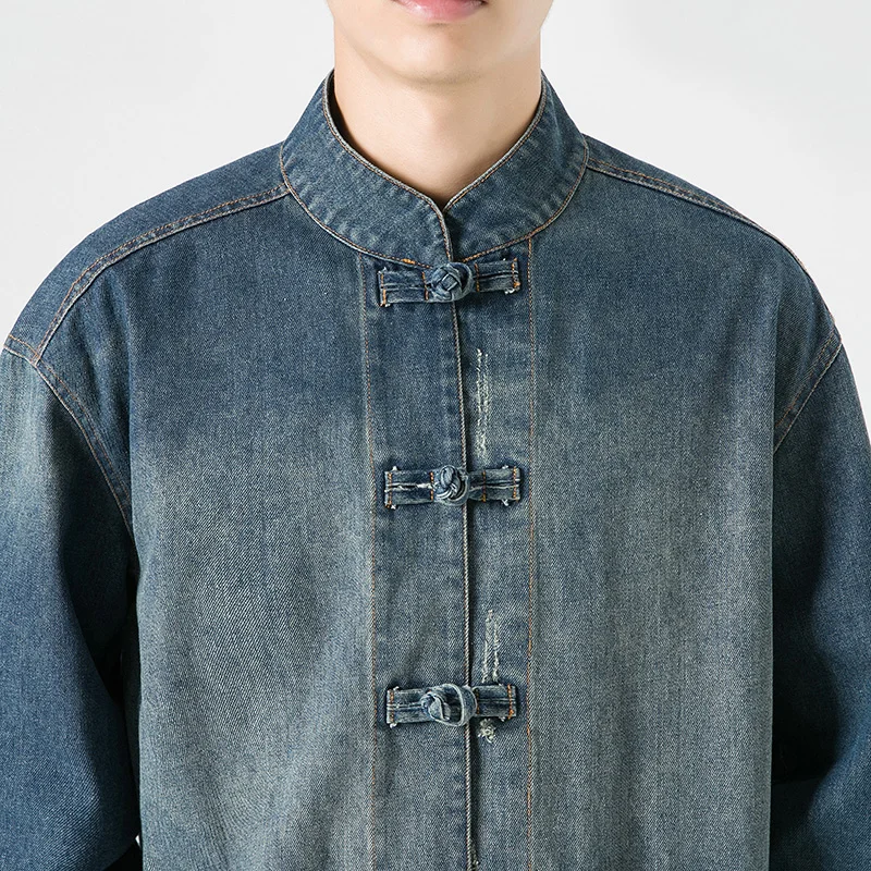 Jaqueta Jeans Estilo Chinês Ma - Street Fashion Jacket Men avaliação e preço