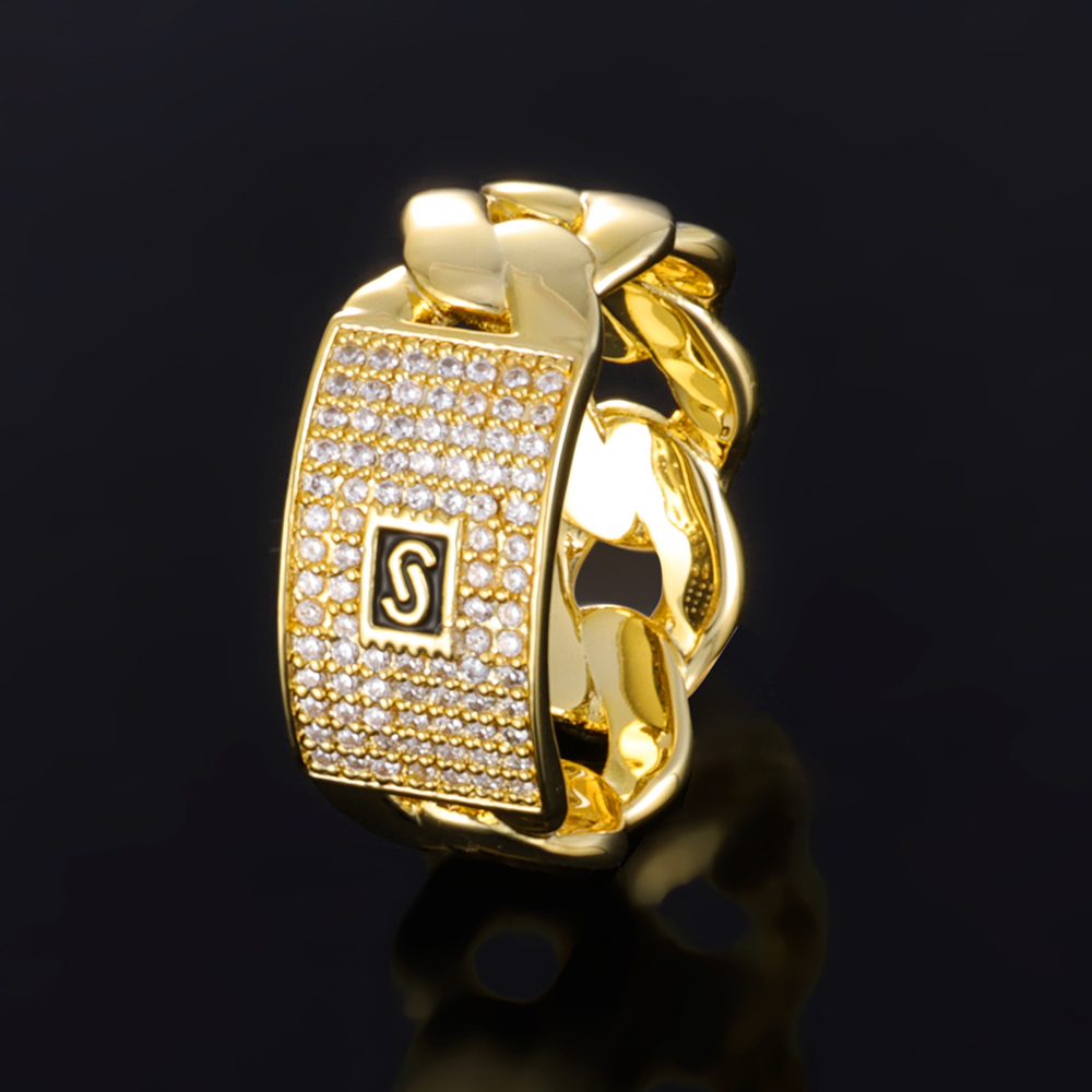 ESKEEM Iced Out Big Monaco Ane - Street Fashion Rings avaliação e preço