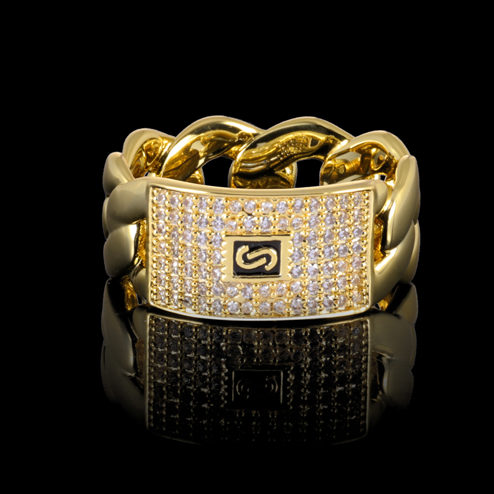 ESKEEM Iced Out Big Monaco Ane - Street Fashion Rings avaliação e preço