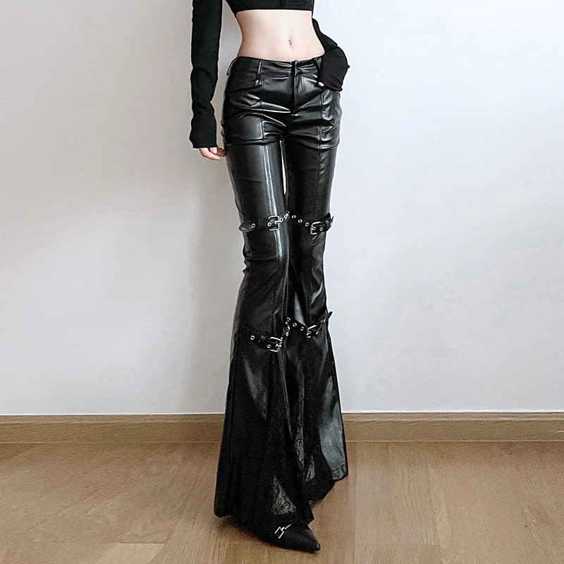 Calça feminina de couro PU, fi - Street Fashion Female avaliação e preço