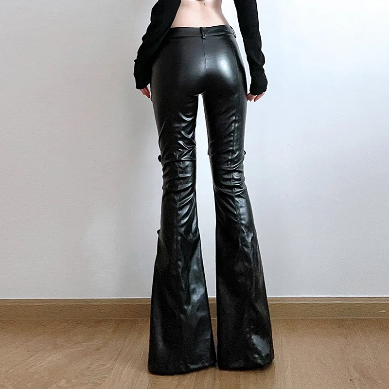 Calça feminina de couro PU, fi - Street Fashion Female avaliação e preço