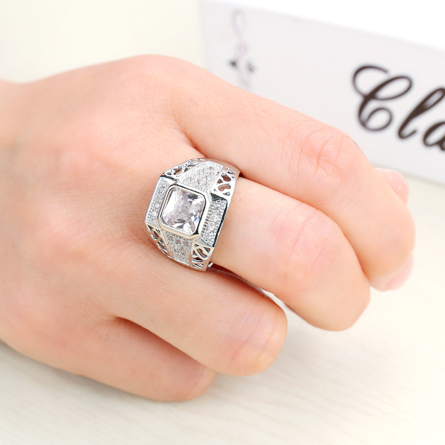 Luxo 925 prata esterlina hip h - Street Fashion Rings avaliação e preço