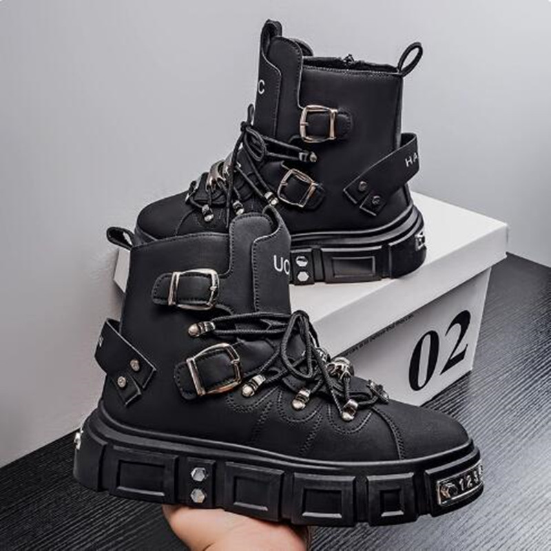 Tênis de cano alto preto com r - Street Fashion Luxury avaliação e preço